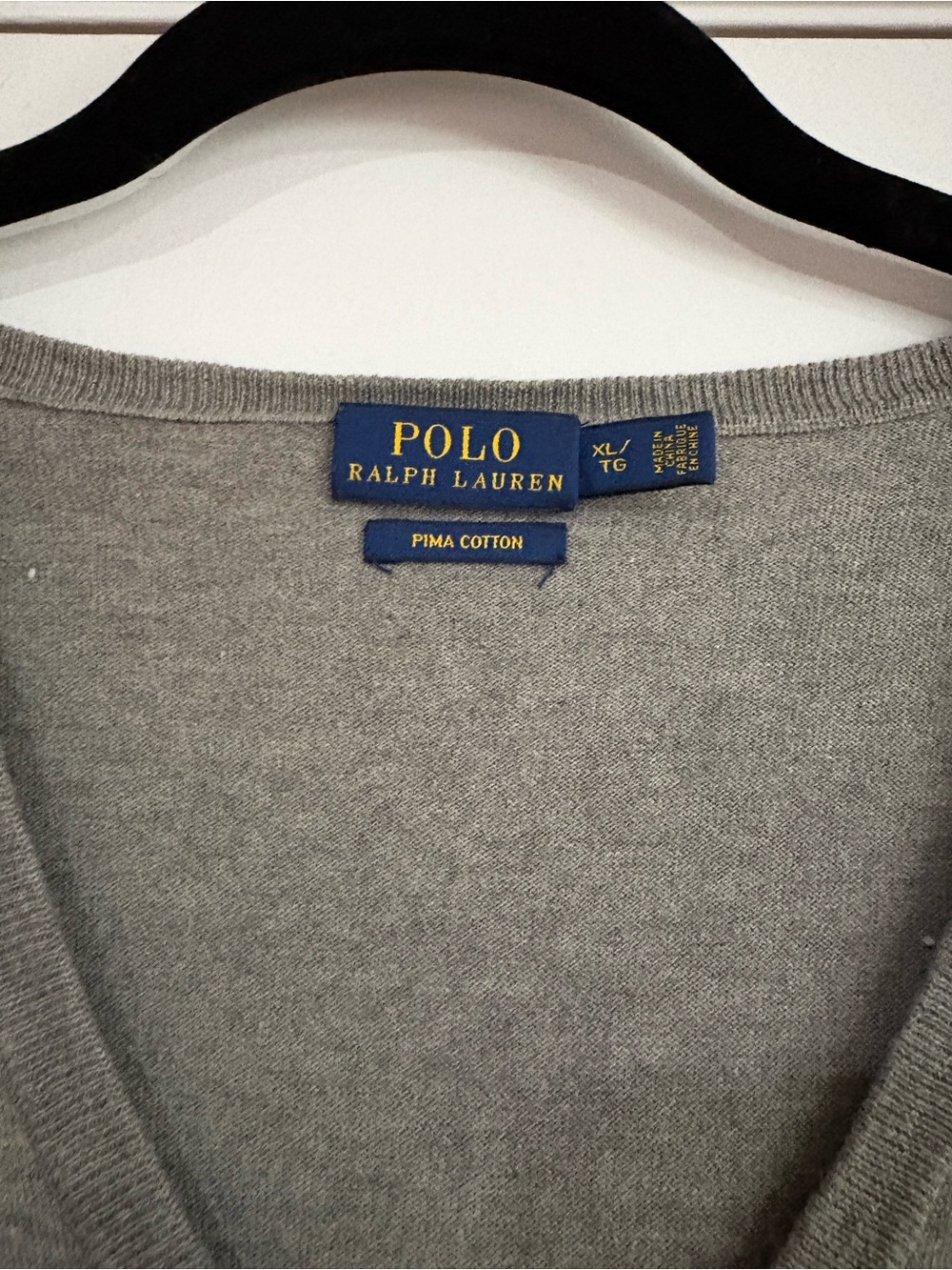 Polo Ralph Lauren Pima Cotton V-Neck Sweater Gray V-Neck Sweater Size XL - Picture 4 of 5